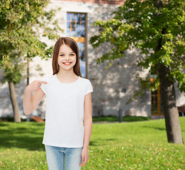 Image showing smiling little girl in white blank t-shirt