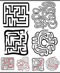 Image showing mazes or labyrinths diagrams set