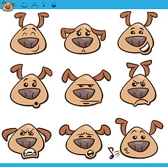 Image showing dog emoticons cartoon illustration set