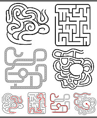 Image showing mazes or labyrinths diagrams set