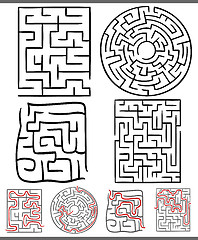 Image showing mazes or labyrinths diagrams set