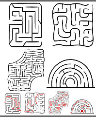 Image showing mazes or labyrinths diagrams set