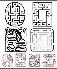 Image showing mazes or labyrinths diagrams set