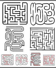 Image showing mazes or labyrinths diagrams set