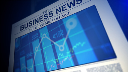 Image showing Newspaper with business news. Shallow Depth of field.