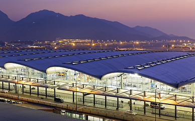 Image showing Hong Kong International Airport at the evening 