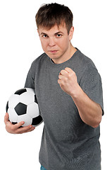 Image showing Man with classic soccer ball