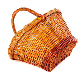 Image showing Empty wicker basket on white background