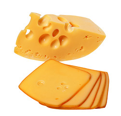 Image showing Piece and slices of cheese