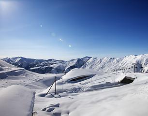 Image showing Ski resort at sun day