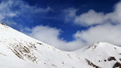 Image showing Panorama of mountain pass and off-piste slope