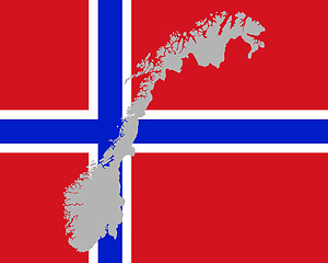 Image showing Map and flag of Norway