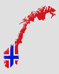Image showing Map and flag of Norway