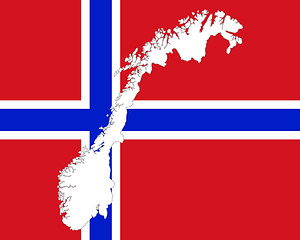 Image showing Map and flag of Norway