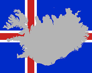 Image showing Map and flag of Iceland