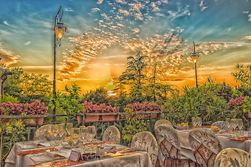 Image showing Dinner table in Italian restaurant