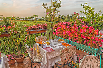 Image showing Dinner table in Italian restaurant