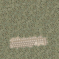 Image showing old keyboard covered by a lot of chips