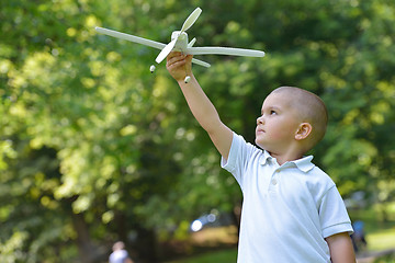 Image showing boy with airpane