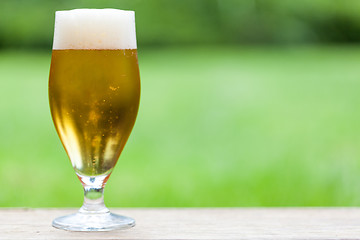 Image showing Elegant glass of cold refreshing beer