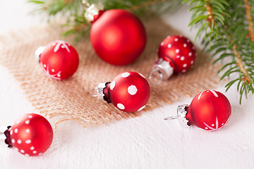 Image showing Pretty red polka dot Christmas bauble