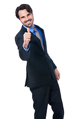 Image showing Enthusiastic businessman giving a thumbs up