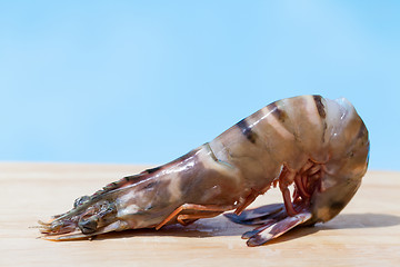 Image showing Four fresh whole tiger prawns