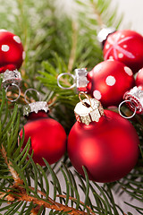 Image showing Pretty red polka dot Christmas bauble