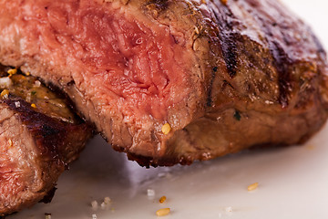 Image showing Succulent medium rare beef steak