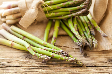 Image showing Fresh healthy green asparagus spears