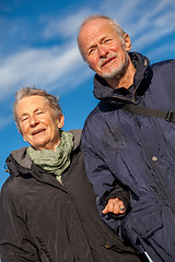 Image showing happy mature couple relaxing baltic sea dunes 