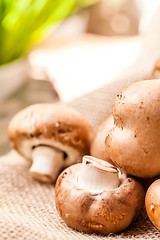 Image showing Fresh brown Agaricus mushrooms