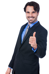 Image showing Enthusiastic businessman giving a thumbs up