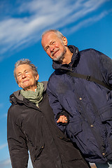 Image showing happy mature couple relaxing baltic sea dunes 