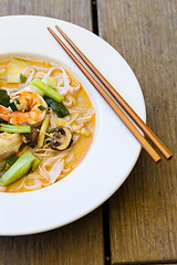 Image showing Bowl of traditional Thai tom yam soup