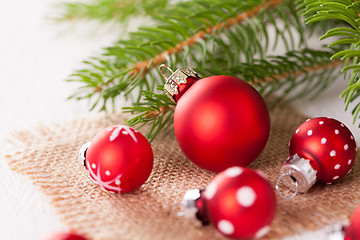 Image showing Pretty red polka dot Christmas bauble