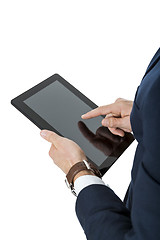 Image showing Businessman using a tablet computer