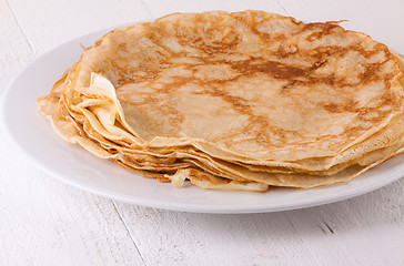 Image showing Delicious Pancakes on Plate Served