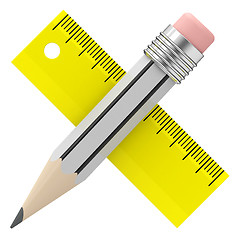 Image showing pencil and ruler