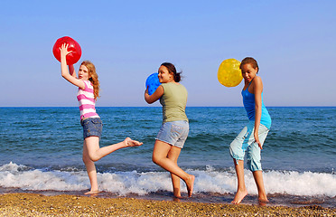 Image showing Girls on beach