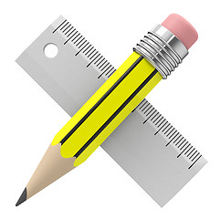 Image showing pencil and ruler