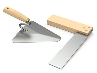 Image showing trowel and square