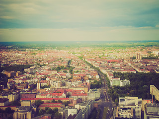 Image showing Retro look Berlin aerial view