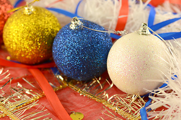 Image showing christmas balls set, new year holiday card