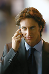 Image showing Handsome businessman talking on mobile phone