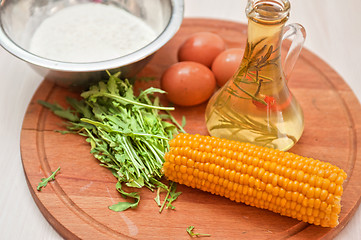 Image showing Ingredients for corn pancakes