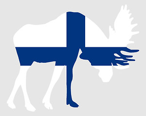 Image showing Rutting moose in finnish flag