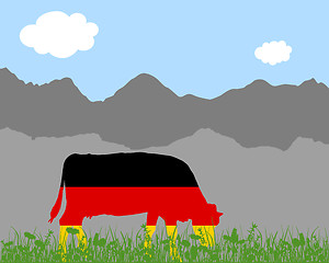 Image showing Cow alp and german flag