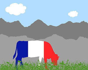 Image showing Cow alp and french flag