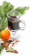 Image showing Glass of red mulled wine